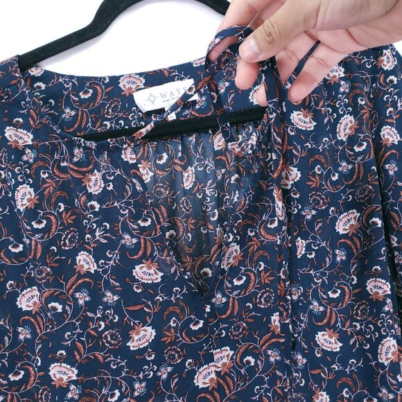 Where Are You From Multicolor Lightweight Sheer Floral Long Sleeve Blouse Small - Picture 10 of 15